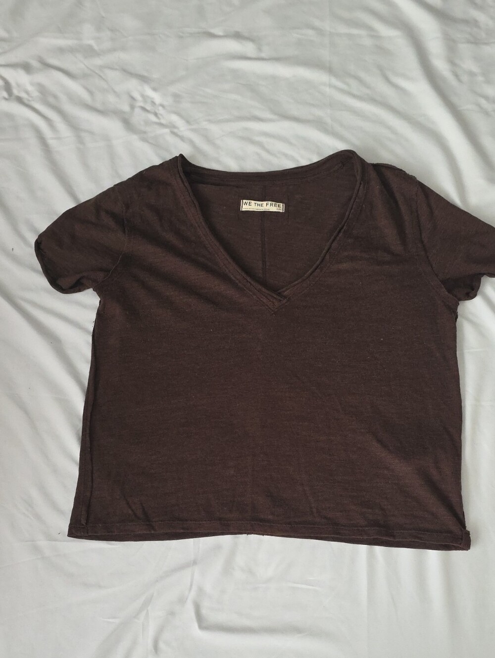 We The Free Women's Chocolate Brown V-Neck Short Sleeve Tee